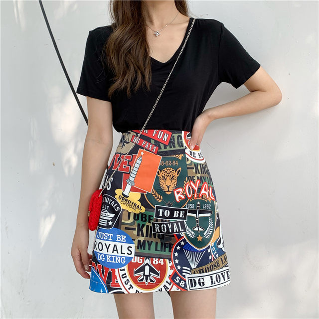 Graffiti fat mm versatile style hot girl ins trendy skirt