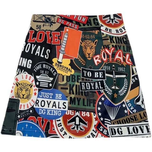 Graffiti fat mm versatile style hot girl ins trendy skirt
