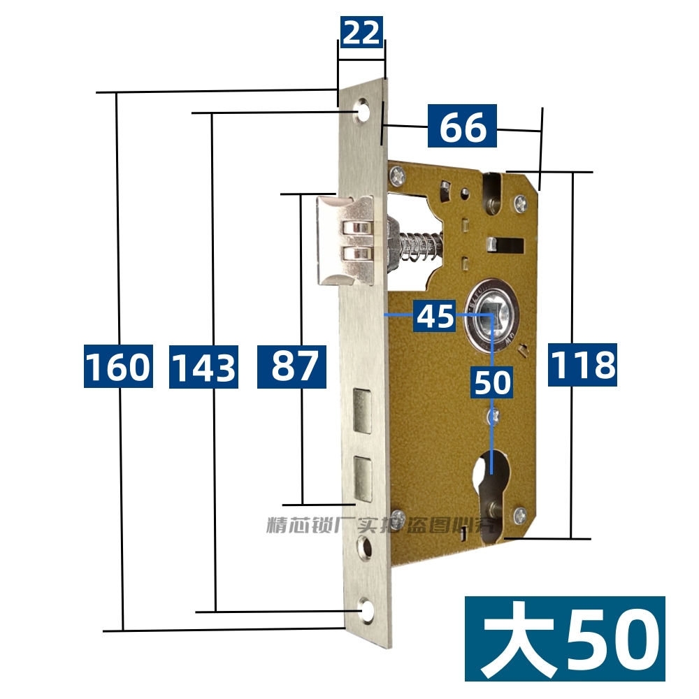 木门执手锁锁体大50小50轴承锁体静音带滑轮高品质锁体-图1