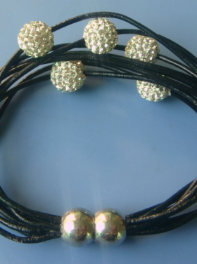 新款钻球手链韩国蜡绳圆珠