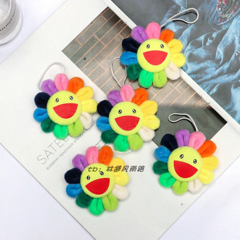 Murakami Flowers Plush pins胸针Rainbow Flower Brooch Pin - 图0