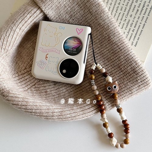 可爱简约线条小狗适用OPPOfind N3flip手机壳小米Mixflip2硬壳华为P50 pocket2个性保护壳VIVOx卡通挂链荣耀V - 图0