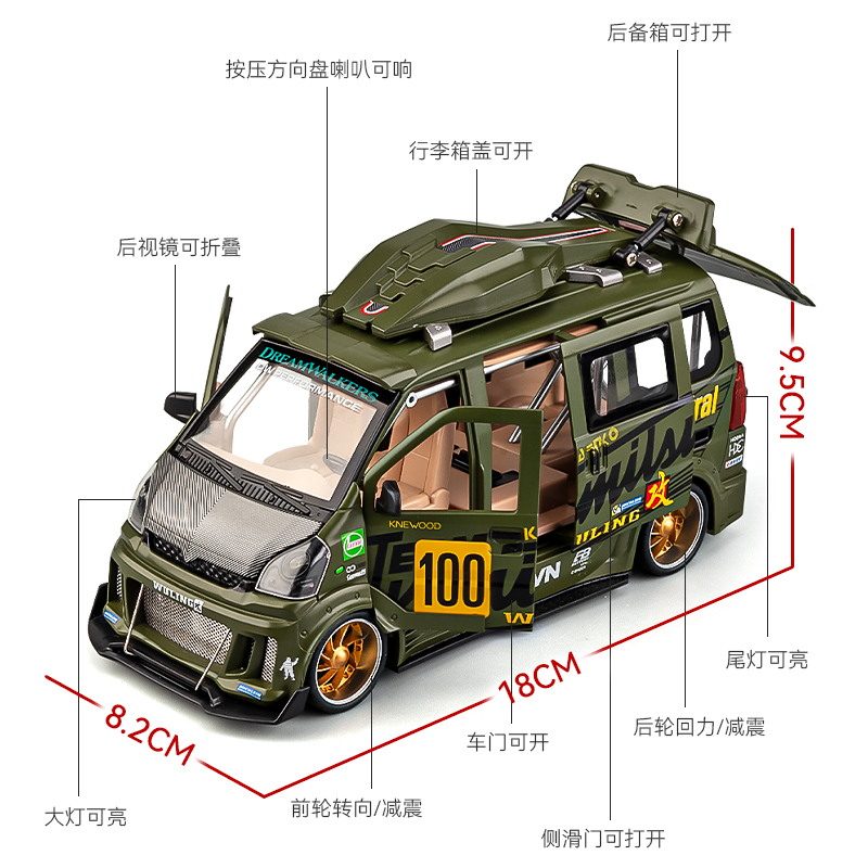 儿童面包车玩具男孩JDM车模仿真合金汽车模型改装收藏车摆件跑车-图3