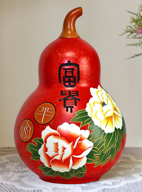 吉祥葫芦摆件陶瓷玄关装饰品大号