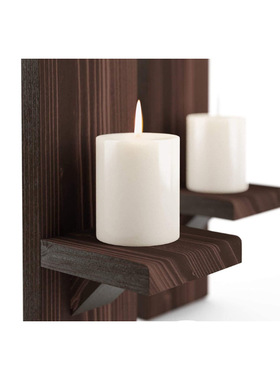 现货一对 木质壁挂木蜡台架 节日氛围香薰蜡烛台怀旧家居复古摆件