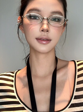 弗瑞姆眼镜银色高智感椭圆老钱风配度数近视平光镜韩版女款171