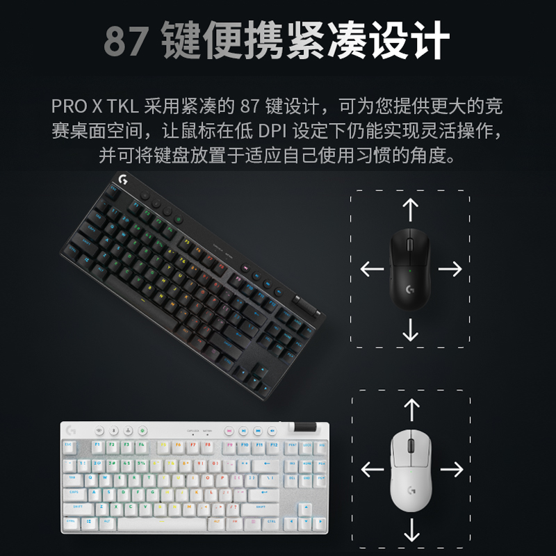 罗技GPRO X TKL无线机械键盘蓝牙三模RGB87键电竞游戏csgo - 图2