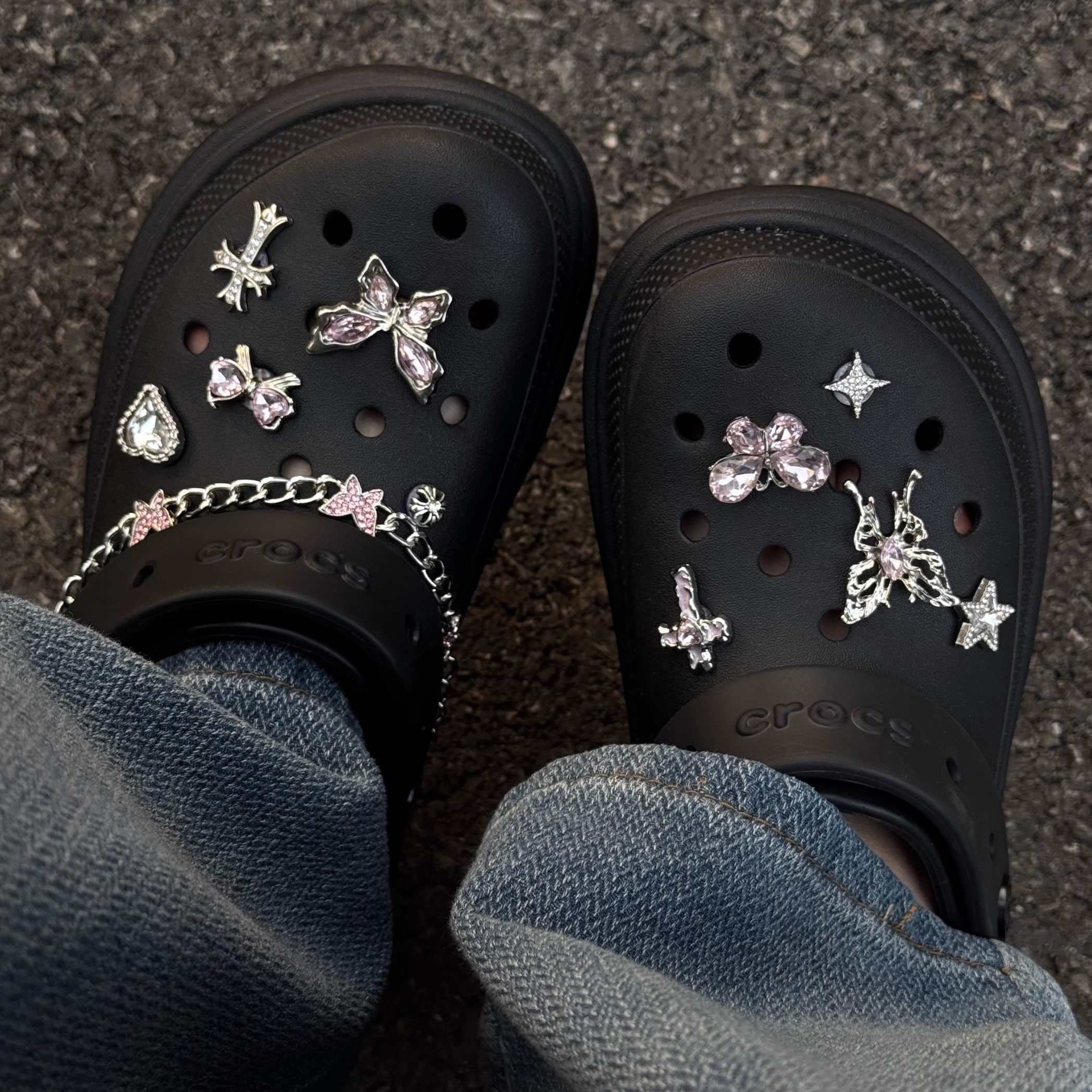 粉蝶梦境洞洞鞋鞋花水钻蝴蝶结合金鞋扣适配crocs卡洛驰链条配件,淘宝优惠券,粉丝福利购,淘宝优惠卷