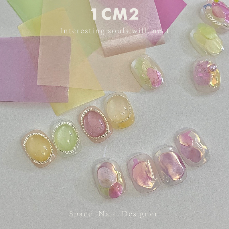 1CM2原创美甲新品水彩人鱼粼光转印纸指甲饰品水透的神秘光泽-图1