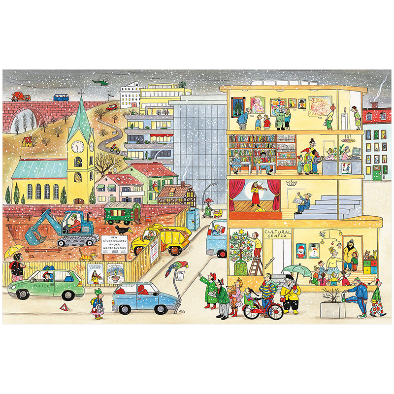 【预售】【PRESTEL】All Around Bustletown: Winter 熙熙攘攘:冬天 英文原版童书 插图大开本 冬天的生活、工作和娱乐 进口正版书 - 图3