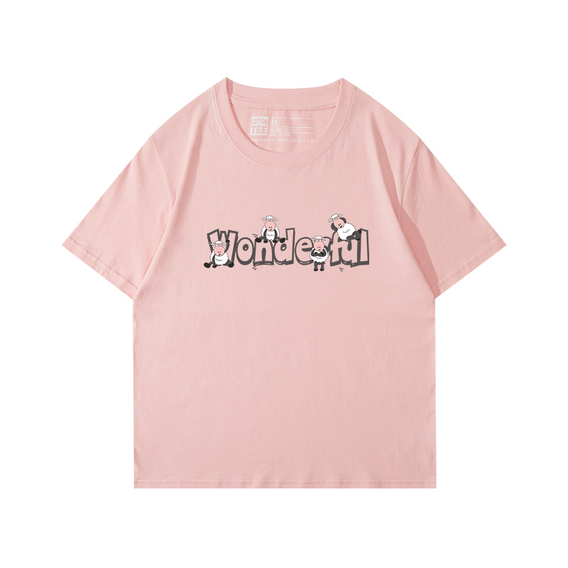 韩系原宿风小个子减龄浅粉色t恤女短袖夏季新款学院风半袖上衣潮-图3
