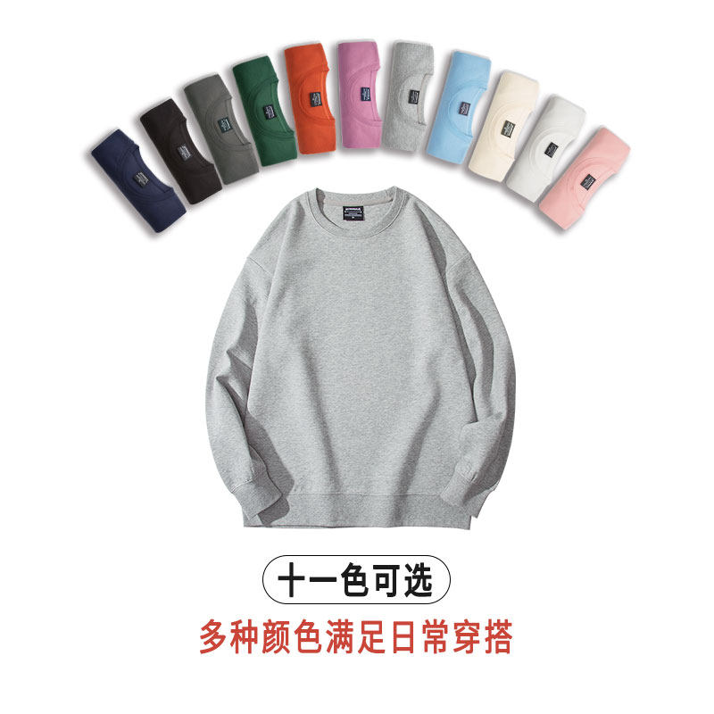 简约纯色灰色加绒秋季宽松ins卫衣 jktee卫衣/绒衫