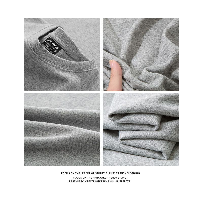 简约纯色灰色加绒秋季宽松ins卫衣 jktee卫衣/绒衫