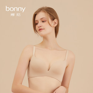 Bonny/博尼无钢圈文胸女薄款大胸显小薄款无痕聚拢内衣收副乳胸罩