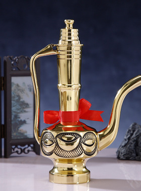 自在云纯铜供茶杯酒壶招财贡佛前