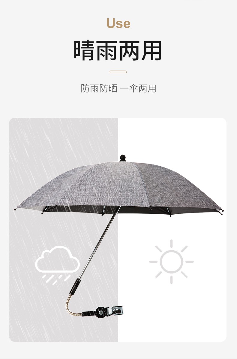 遛娃溜娃神器婴儿车遮阳伞万向雨伞防紫外线太阳伞防晒伞通用超大 - 图0