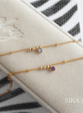 红宝石祖母绿包金手链极细高级感