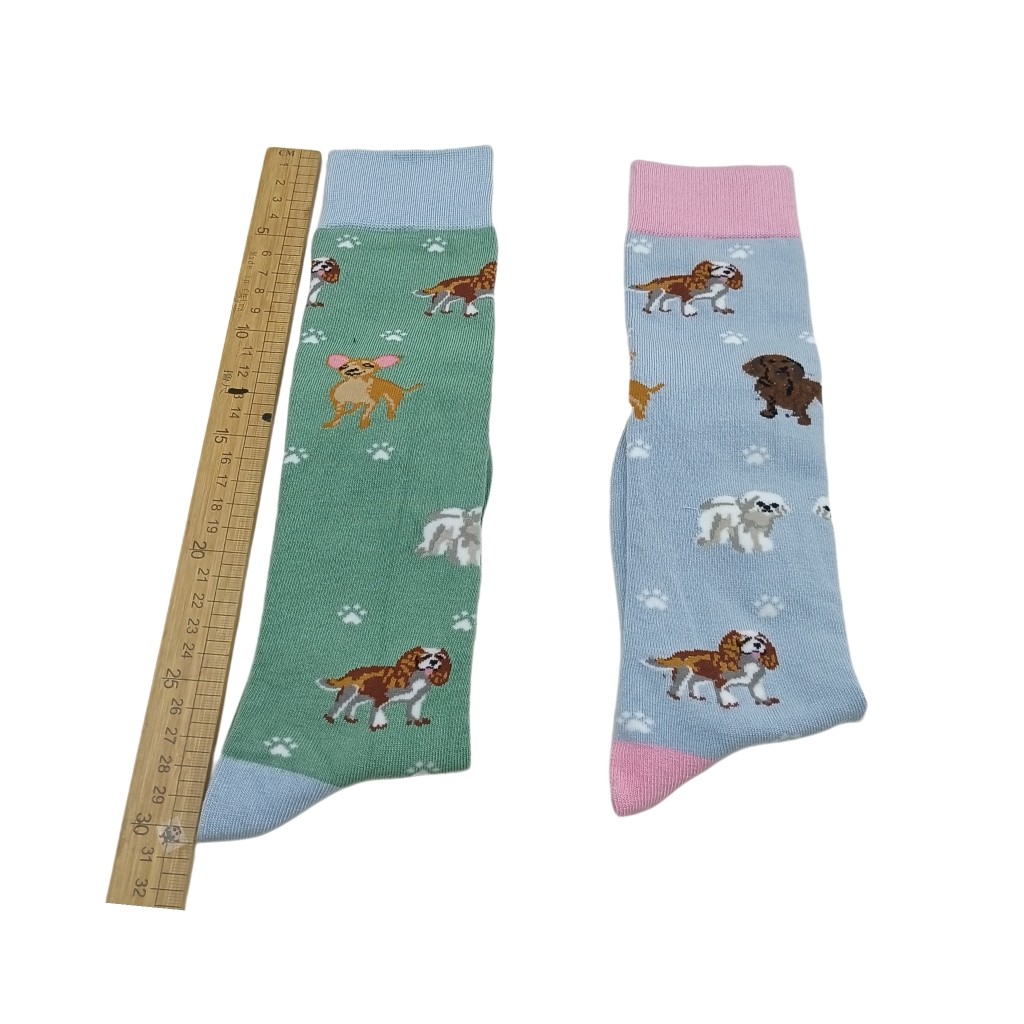 日单  浅色系可爱俏皮小狗图案宽袜口春秋款小腿袜,淘宝优惠券,粉丝福利购,淘宝优惠卷