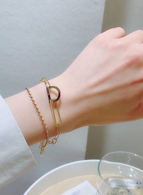 小众法式多层金色手链2件包邮