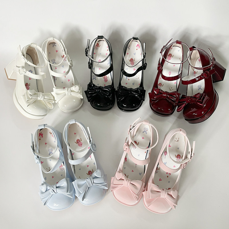 告白甜心久久Lolita原创新品蝴蝶结爱心粗高跟圆头洛丽塔少女单鞋,淘宝优惠券,粉丝福利购,淘宝优惠卷