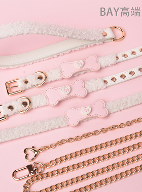 【BAY高端定制】小狗毛毛牛皮项圈骨头puppy女颈带K9定制choker