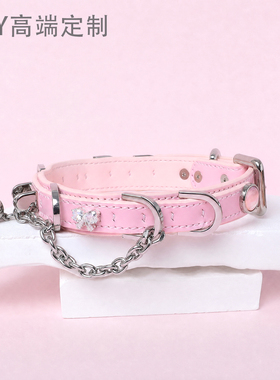 【BAY高端定制】牛皮小狗项圈骨头puppy女颈带K9定制choker