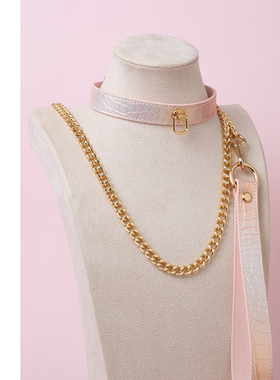 【BAY高端定制】Puppy朋克铆钉牛皮项圈鳄鱼纹牛皮choker颈带