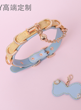 【BAY高端定制】猫咪蝴蝶结牛皮项圈骨头puppy女颈带K9定制choker