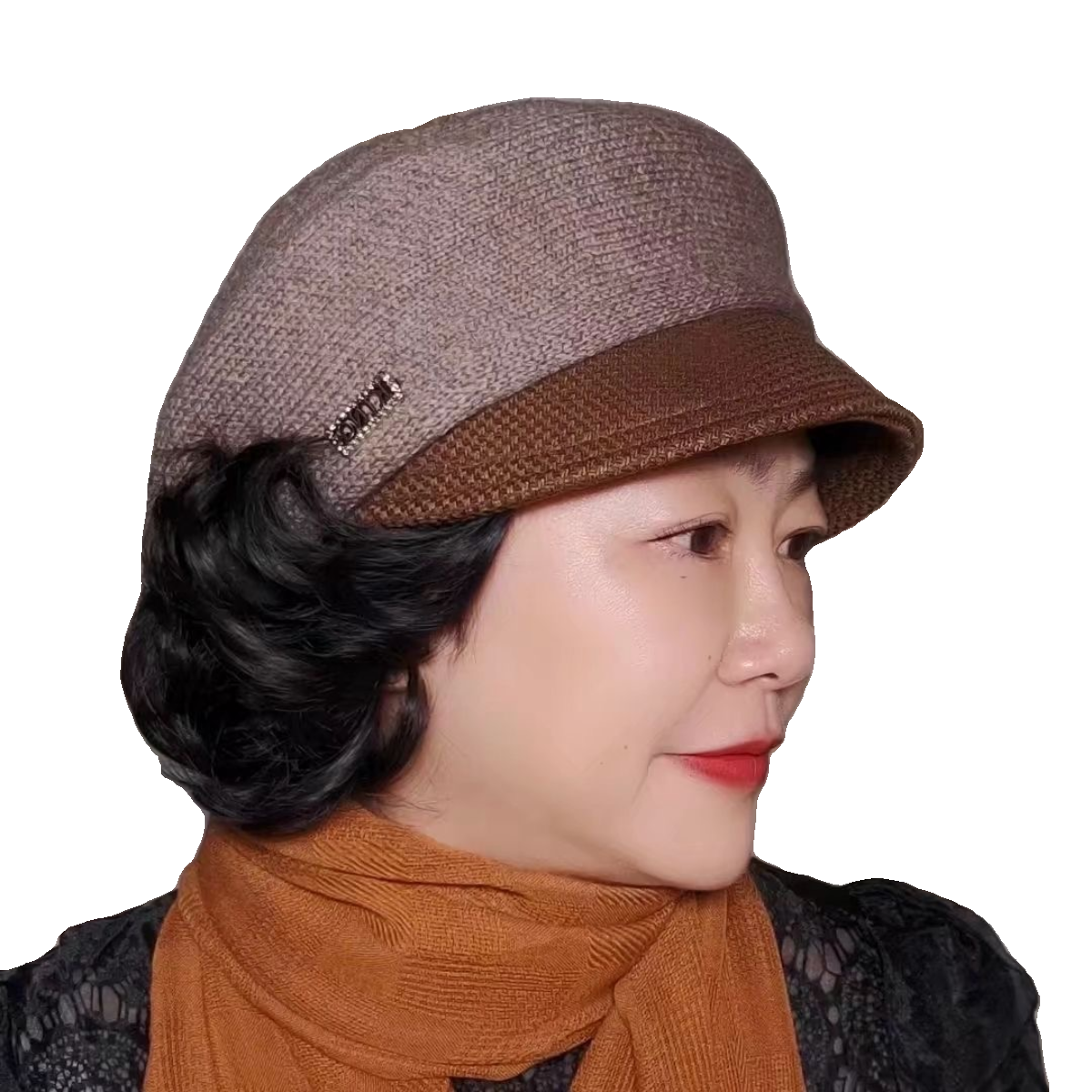 新轻奢风假发一体帽针织软檐鸭舌帽女秋冬显脸小画家帽时尚假发套,淘宝优惠券,粉丝福利购,淘宝优惠卷
