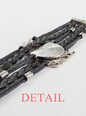 鲜花墨西哥骷髅黑色永恒皮革手链