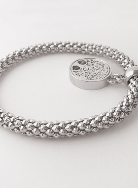 粉紫色蝴蝶圆形金属吊坠礼品手链