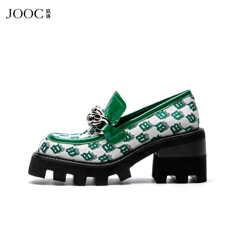 JOOC玖诗深口鞋增高厚底乐福鞋女链条粗跟方头单鞋小码,淘宝优惠券,粉丝福利购,淘宝优惠卷
