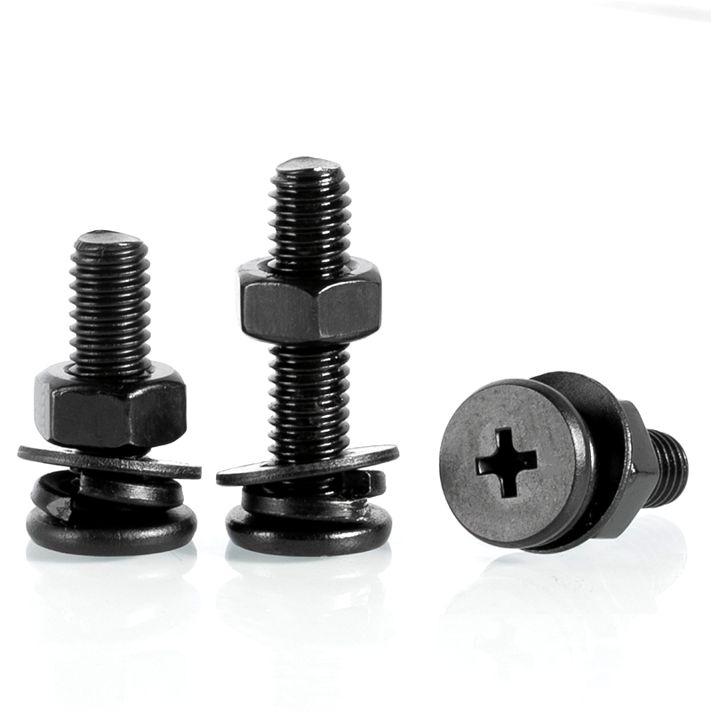 黑色304不锈钢十字扁平头螺丝螺母平弹垫套装组合CM2M2.5M3M4M5M6 - 图2