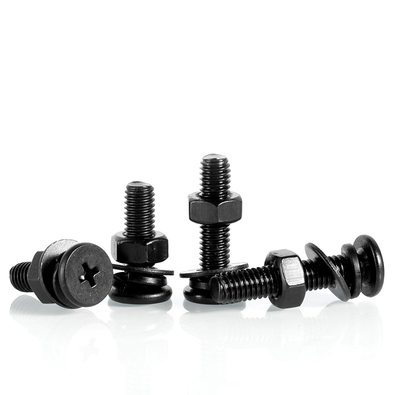 黑色304不锈钢十字扁平头螺丝螺母平弹垫套装组合CM2M2.5M3M4M5M6 - 图1