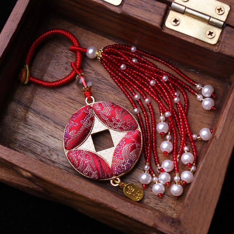 本命年非遗宋锦双面古铜钱包包挂件国风红色流苏穗子汉服钥匙挂饰,淘宝优惠券,粉丝福利购,淘宝优惠卷