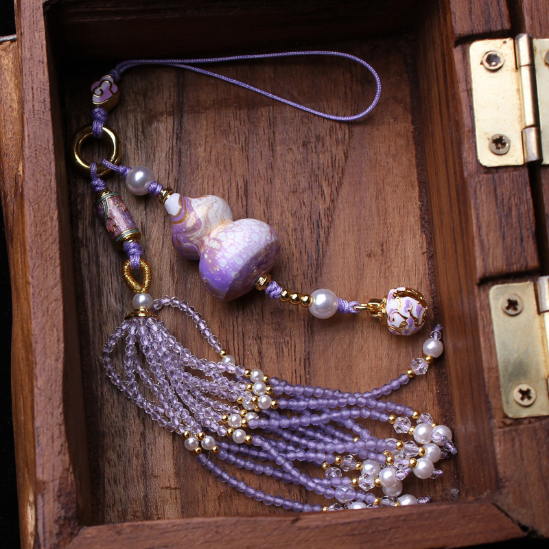 非遗大漆紫色葫芦包包挂件流苏尖晶石压襟挂饰旗袍汉服装饰钥匙扣,淘宝优惠券,粉丝福利购,淘宝优惠卷