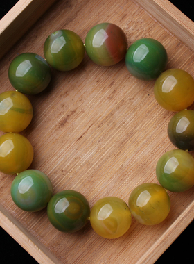 黄绿玛瑙手链大颗粒手串