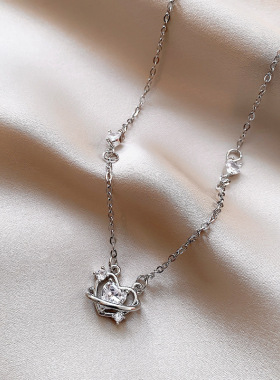 轻奢感超闪锆石项链女小众气质新款钛钢锁骨链百搭辣妹配饰品