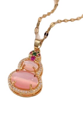 复古葫芦钛钢项链女ins风跨境欧美镶嵌锆石时尚简约锁骨链