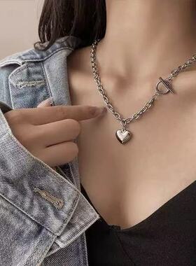 钛钢项链卫衣毛衣链男士潮牌百搭小众设计感痞帅配饰几何项链