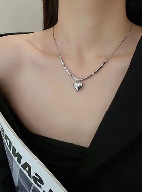 ins欧美个性圆珠小方块吊坠拼接钛钢项链男女轻奢小众时尚锁骨链