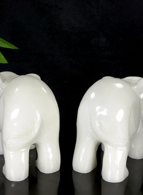 天然阿富汗白玉大象摆件一对玉石象家居吸水象客厅玄关摆设装饰品