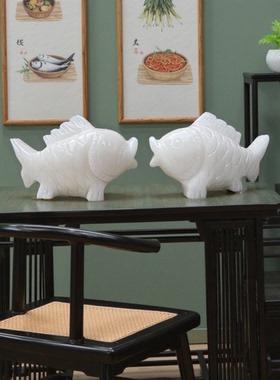 天然白玉石鲤鱼跃龙门摆件