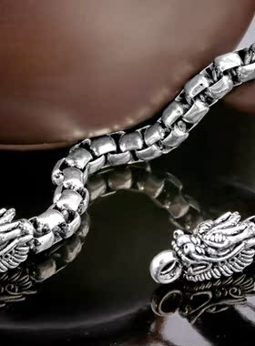 泰银百搭大方龙头手链送男友礼物