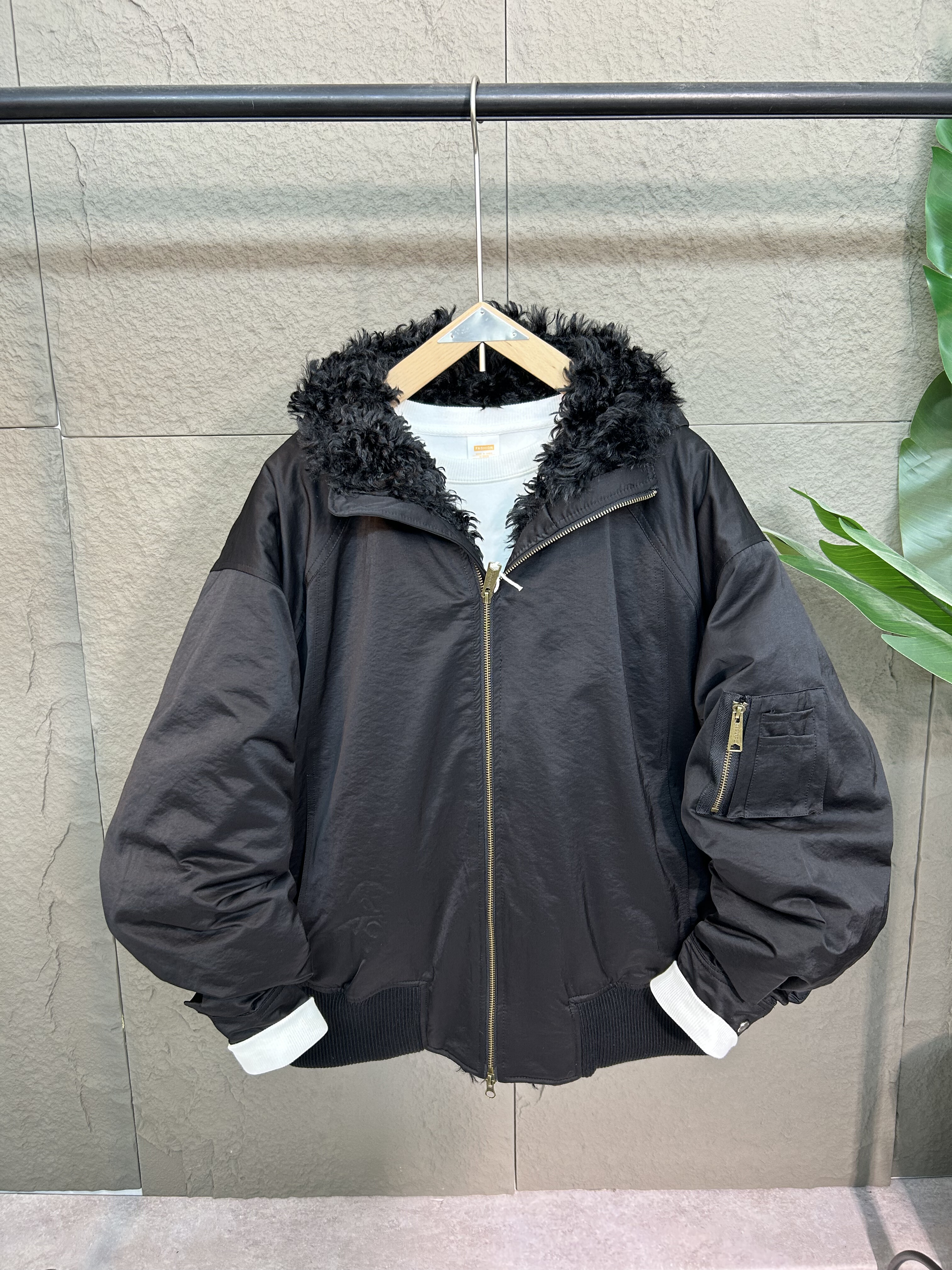 潮牌棉服加厚冬季座山雕帽子毛领设计感保暖外套宽松阔版男女情侣 - 图1