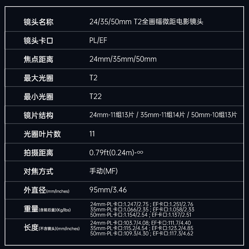 思锐木星系列全画幅35mmT2微距电影镜头单反相机24mm超广角大光圈