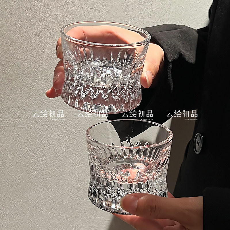 高颜值高级水晶钻纹杯家用聚会白酒烧酒威士忌玻璃小酒杯冷饮