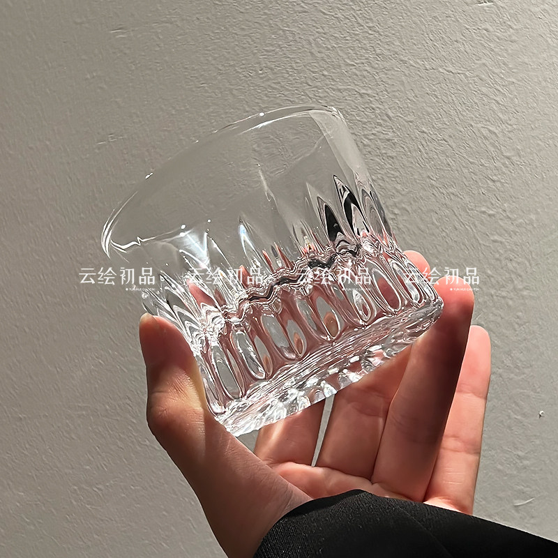 高颜值高级水晶钻纹杯家用聚会白酒烧酒威士忌玻璃小酒杯冷饮
