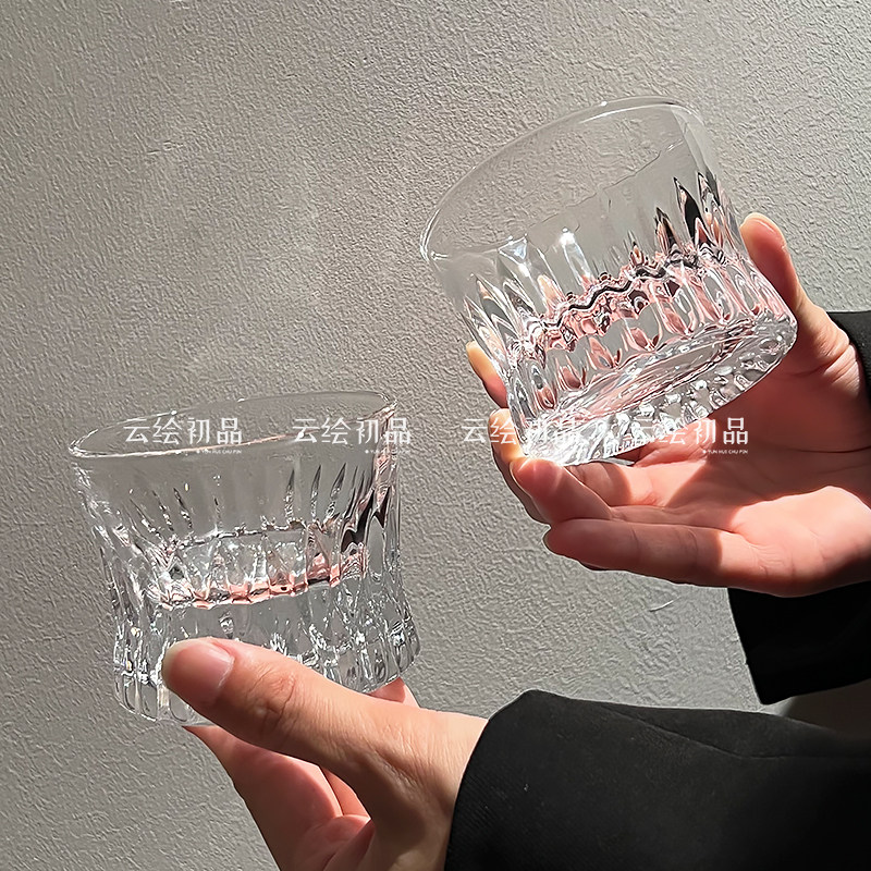 高颜值高级水晶钻纹杯家用聚会白酒烧酒威士忌玻璃小酒杯冷饮