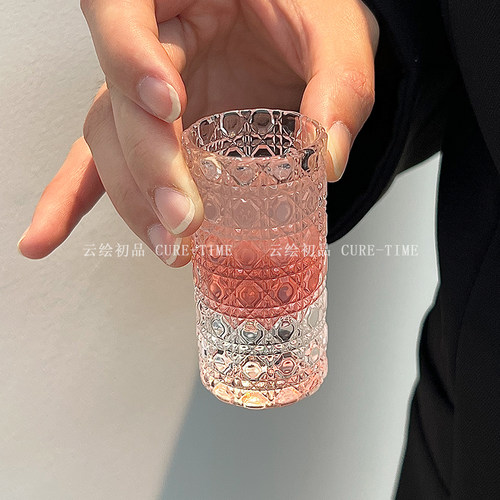 新款轻奢小酒杯浮雕加厚玻璃白酒杯酒盅小号家用一口杯烈酒宝石纹 - 图0
